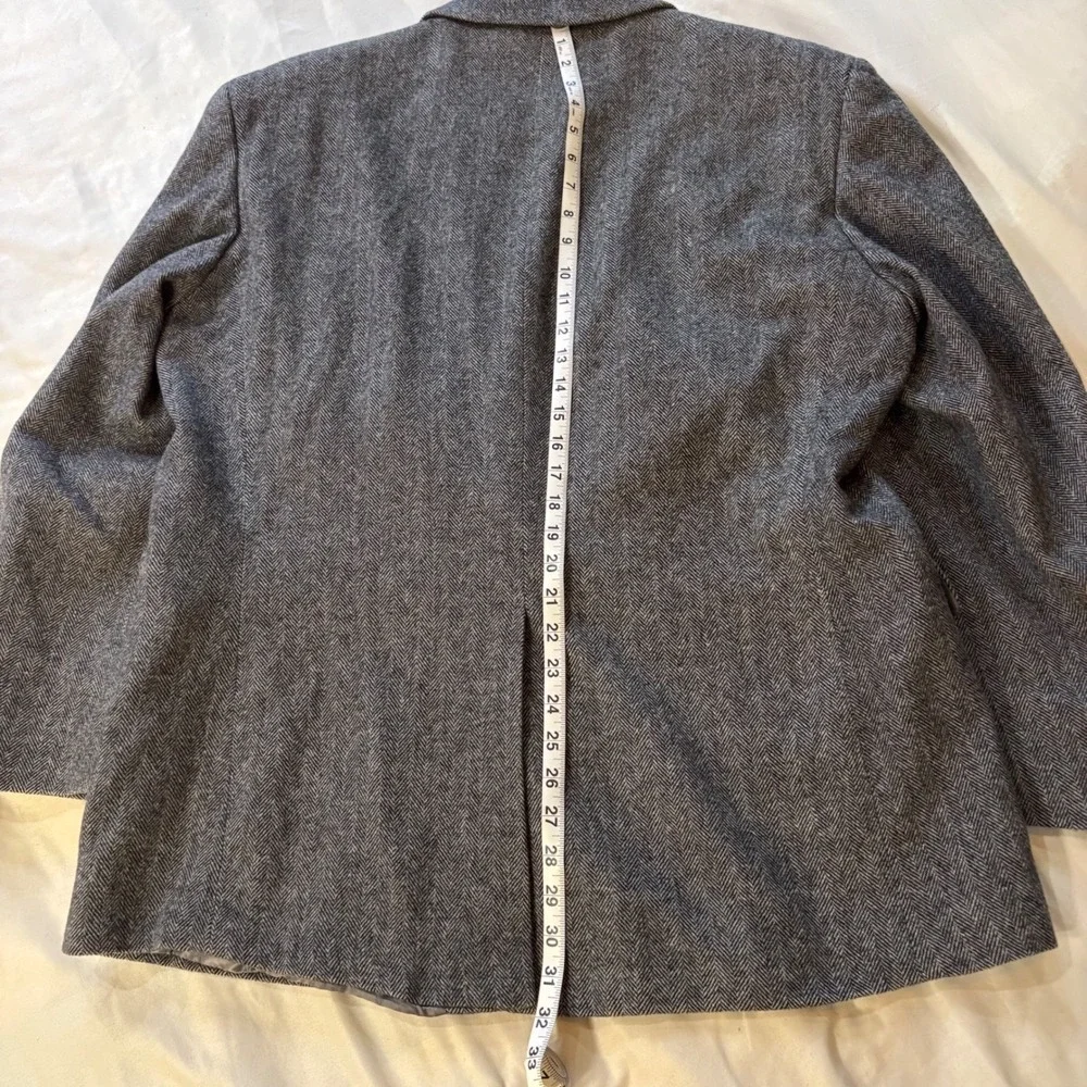 Ron Chereskin Mens Gray Herringbone Wool Camel Hair‎ Sport Coat Blazer 46R